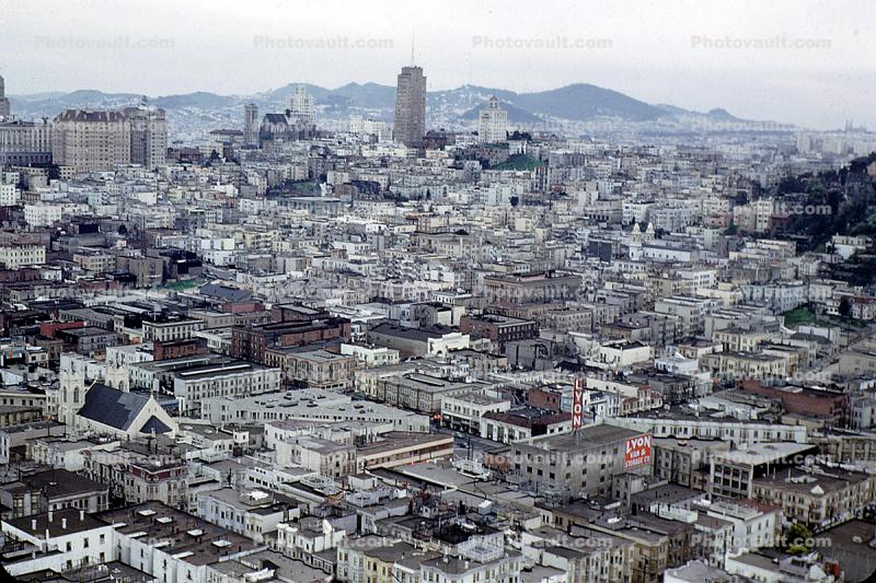 Northbeach, view from Coit Tower, 1950s
