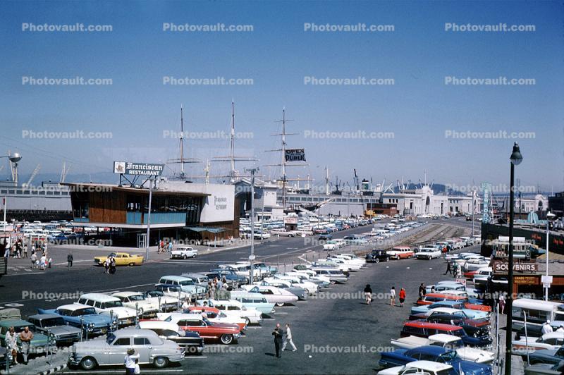 Franciscan Restaurant, Parking Lot, cars, Balclutha, September 1962, 1960s