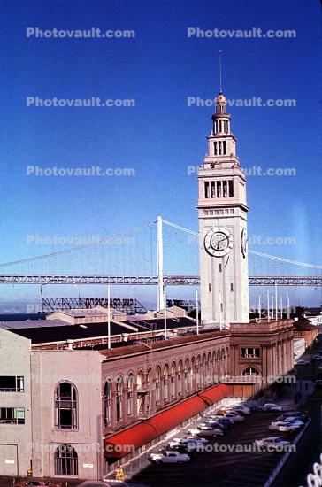 The Embarcadero, Clock Tower, historical, Cars, Vehicles, May 1961, 1960s