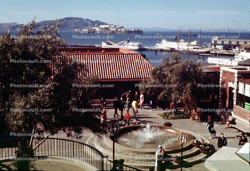 Ruth Asawa Fountain at Ghirardelli Square, Water, aquatics, Angel Island, Hyde Street Pier, 1960s