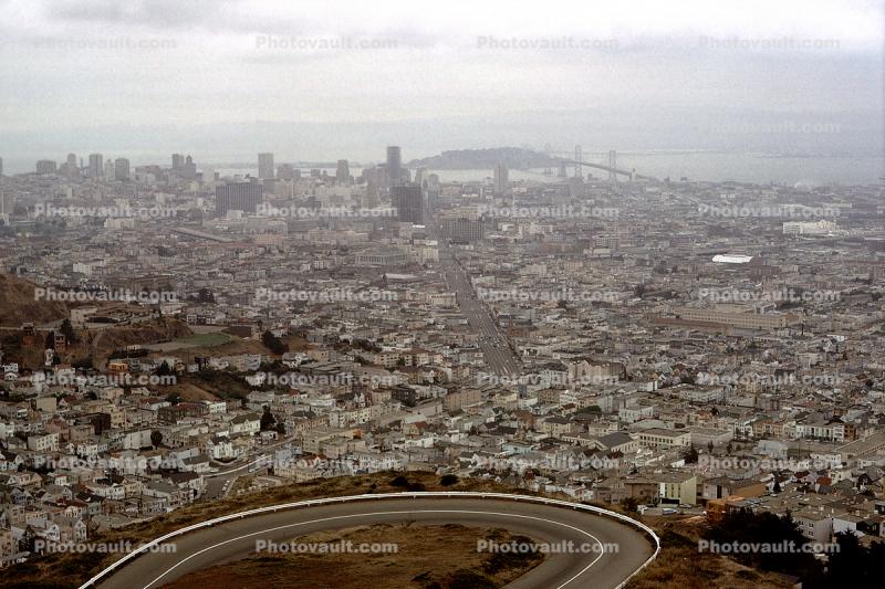 Market Street, Downtown-SF, skyline, from Twin Peaks, September 1965, 1960s