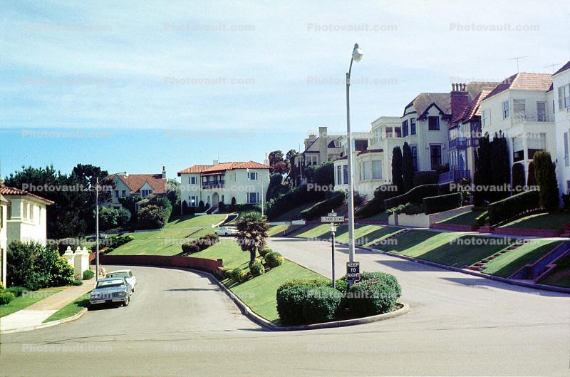 Sea Cliff, Seacliff, street, car, buildings, home, house, residential, 1966, 1960s