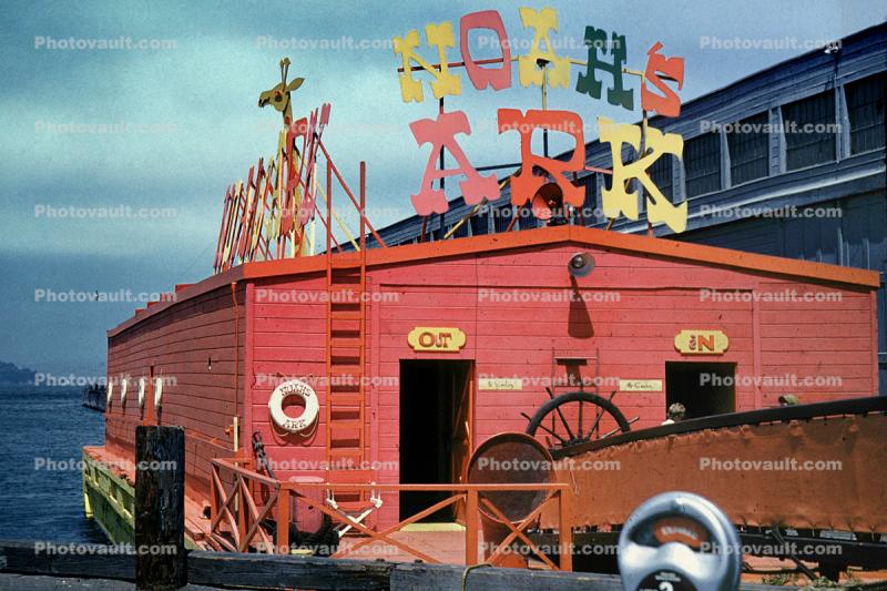 Noahs Ark, Raft, amusement ride, strange building, 1960, 1960s, building, detail