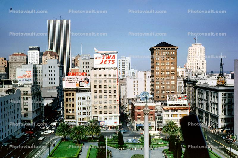 Union Square, Maiden Lane, downtown-SF, June 1966, 1960s
