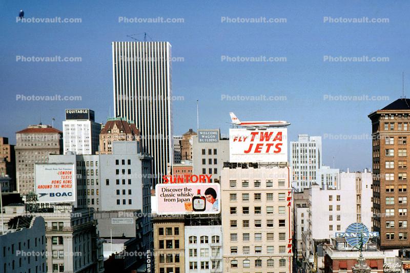 1960s, Union Square, buildings, downtown-SF, Geary Street, downtown, June 1966