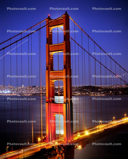 moonglow, Golden Gate Bridge, Twilight, Dusk, Dawn, this image is available as a 24 x 36 poster for $45