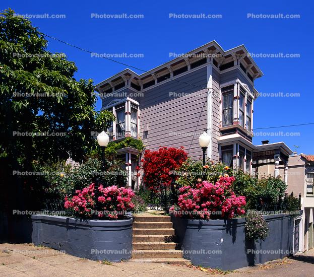 Axford House, 1190 Noe Street, Home, Steps, Garden, Flowers, Castro-District
