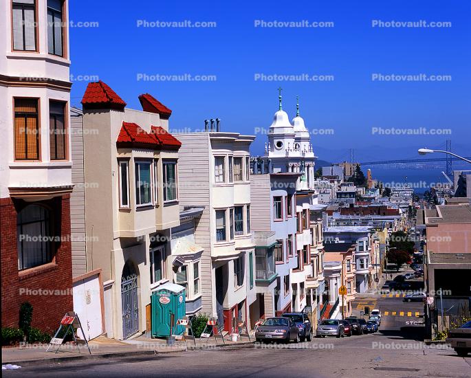 Pacific Heights, buildings, Steep Hill, Cars, Vehicles
