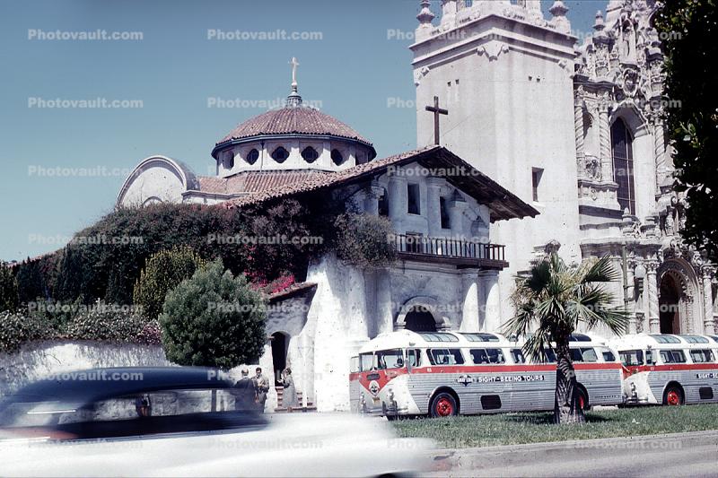 Gray Line Buses, Mission San Francisco de Assisi, Mission Dolores, June 1960, 1960s
