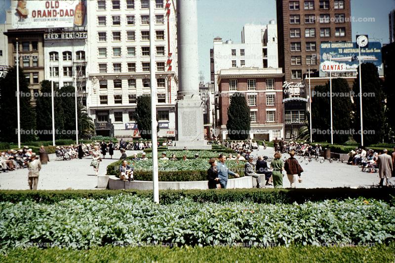 Union Square, downtown, downtown-SF, Old Grandad, 1955, 1950s