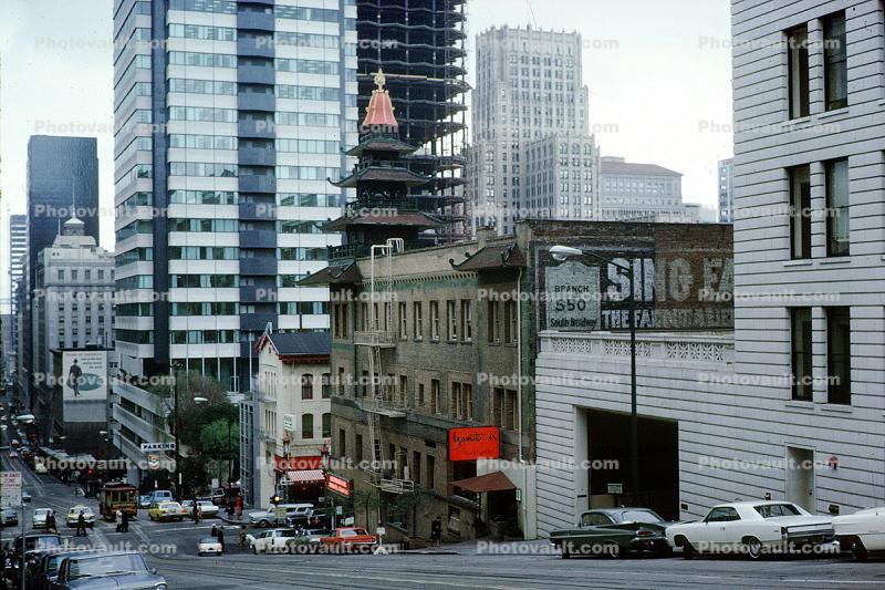 California Street and Grant, Cars, Vehicles, 1968, 1960s