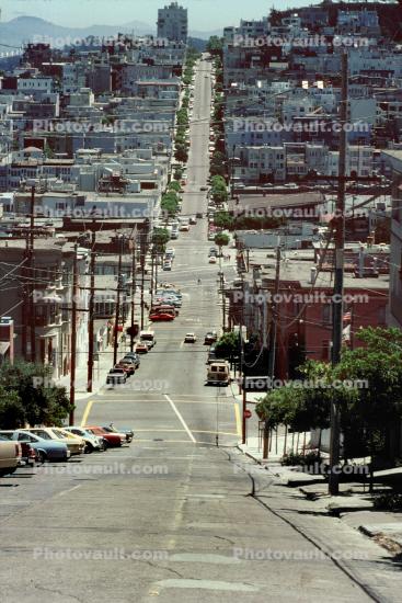 Lombard Street looking towards Telegraph Hill, June 1985, 1980s