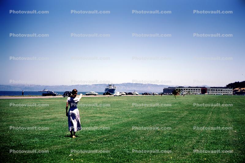 Woman Standing, Marina Green, Grass, Lawn, 1940s