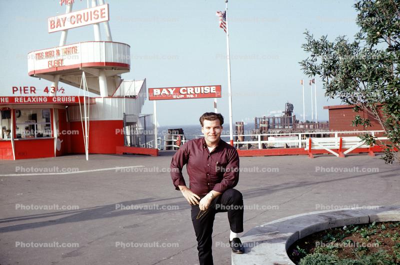 Man at Red & White Fleet building, March 1967, 1960s