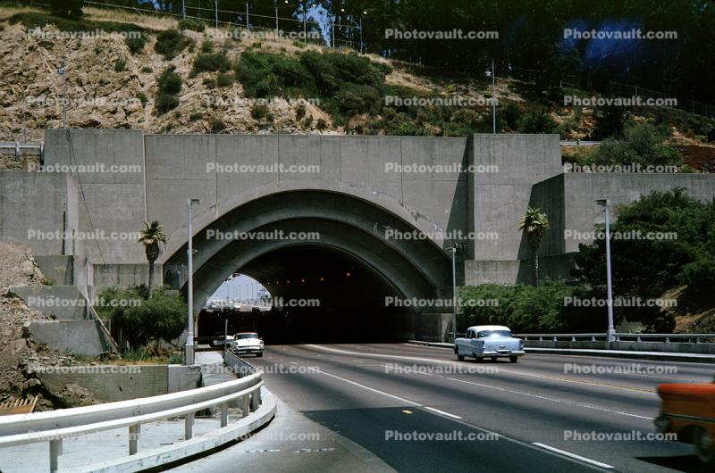 Tunnel at Yerba Buena Island, Cars, June 1963, 1960s