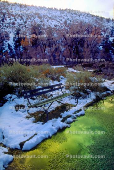 Snow, Ice, Winter, Cold, Bench, Bandelier