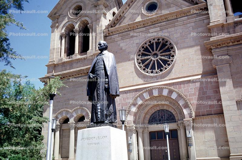 Statue of Archbishop J B Lamy, Cathedral Basilica of Saint Francis of Assisi, Saint Francis Cathedral, Santa-Fe, Jume 1973