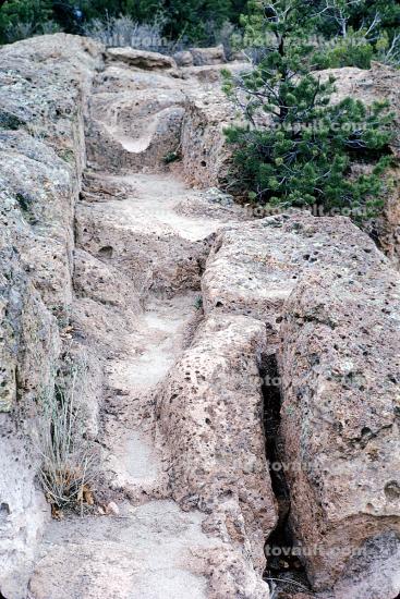 Rock Formations and steps, Bandelier, path