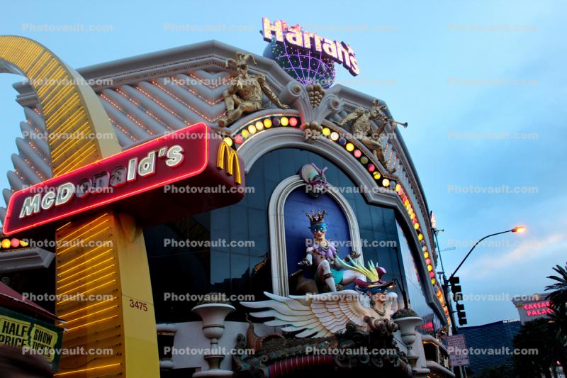 Harrah's, McDonald's arch, building, Casino, wings