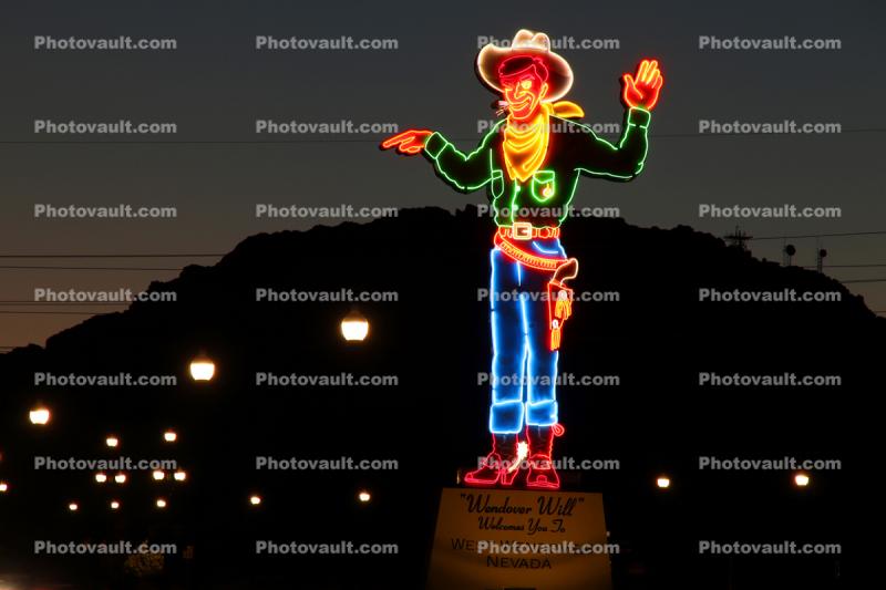 Wendover Will, Neon Cowboy Statue, West Wendover, 2018