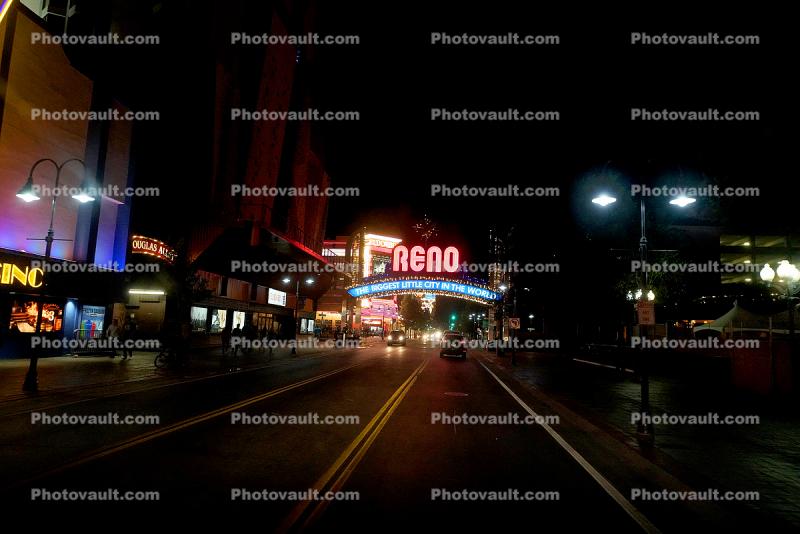 Reno Arch, street, road, neon, Night