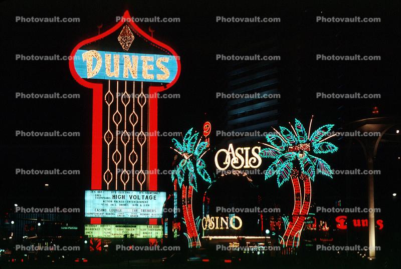 Dunes Oasis Casino, Night, Nighttime, Neon Lights