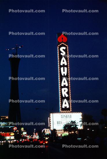 Sahara Hotel, Casino, Night, Nighttime, Neon Lights