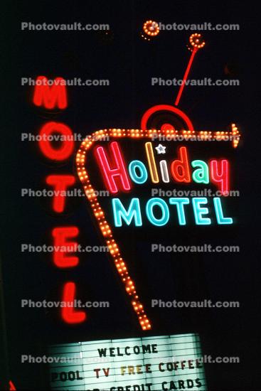 Holiday Motel, Casino, Night, Nighttime, Neon Lights