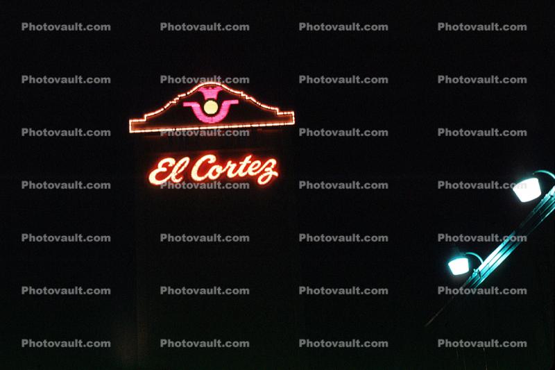 El Cortez, Casino, Night, Nighttime, Neon Lights