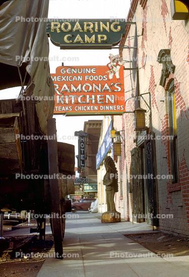 Ramonas Kitchen, Roaring Camp, Mizpah Hotel, Sidewalk, conestoga Wagon, Tonopah, 1940s