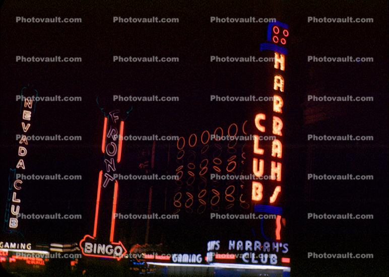 Harrah's Club, Night, Nighttime, Signage, neon lights