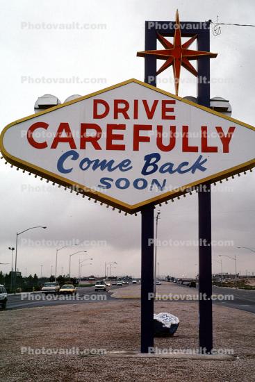 Drive Carefully - Come Back Soon, Las Vegas Welcome Sign, Welcome Las Vegas, Sign, Signage, Daytime, The Strip