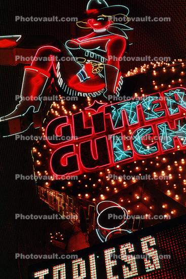 Glitter Gulch Cowgirl, Topless Entertainment, Neon Signage, Woman, Femalet