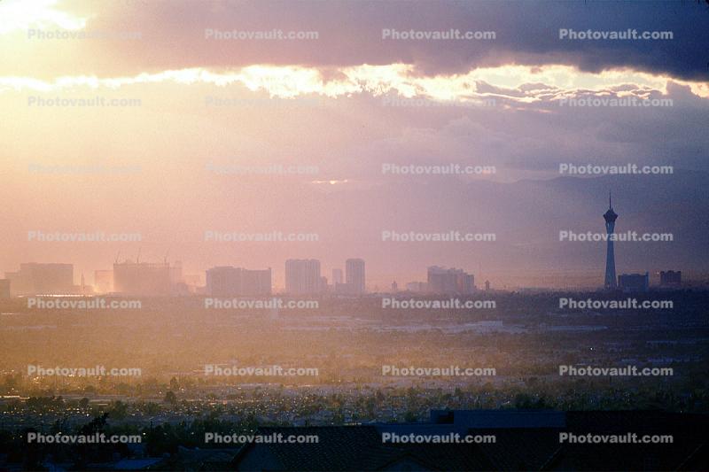The Stratosphere hotel, casino, tower, Cityscape, Skyline, Buildings, Sunset