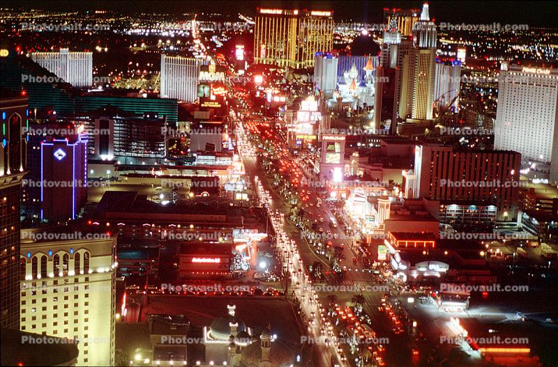 The Strip, neon signs, Nighttime, Neon Signs, buildings, casinos, street, Las Vegas Blvd