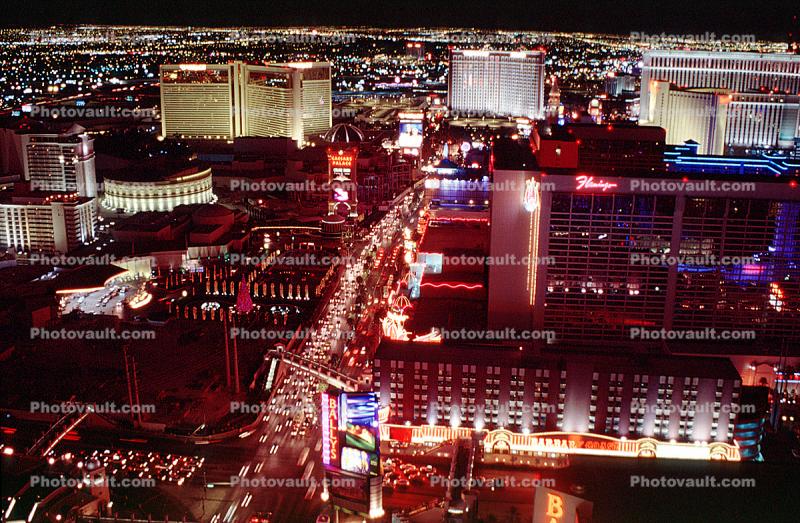 The Strip, Night, Nighttime, Neon Signs, buildings, casino, street, Las Vegas Blvd