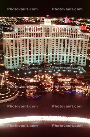 Bellagio, The Strip, Hotel, Building, Night, Nighttime, Neon Signs, buildings, casino, street, Las Vegas Blvd