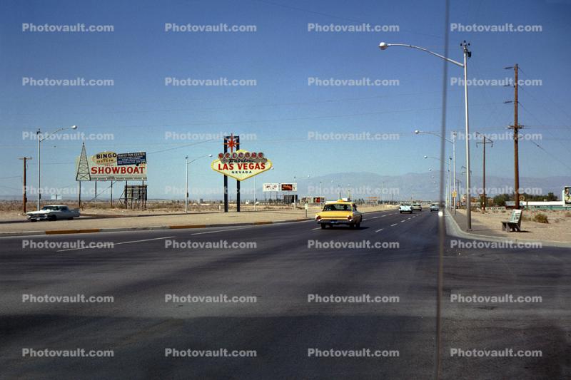 Welcome to Las Vegas sign, Blvd, street, Cars, vehicles, Automobile, Nevada, 1962, 1960s