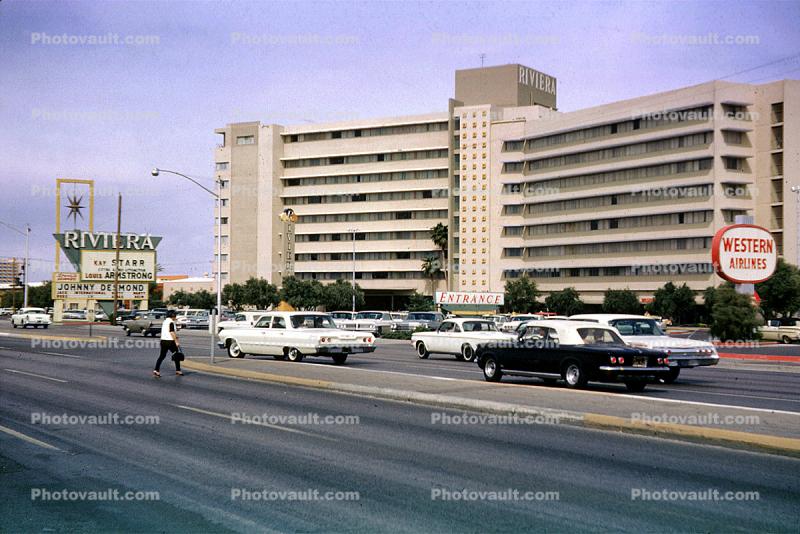 Western Airlines, Riviera Hotel, Corvair, Chevy Impala, Hotel, Casino, building, 1964, 1960s