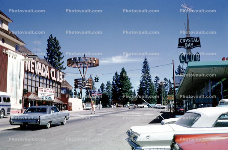 Nevada Club, Cars, Crystal Bay Club, automobile, vehicles, Stateline, Lake Tahoe, 1966, 1960s