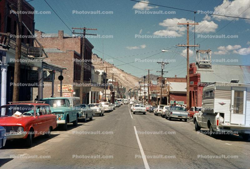 Virgina City Downtown Highway, cars, August 3 1967, 1960s