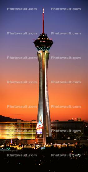 The Stratosphere, Hotel, Casino, Tower, building, Sunset