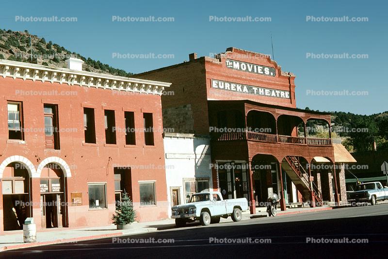 Eureka Theater, buildings, pickup truck, Eureka Nevada, Highway-50