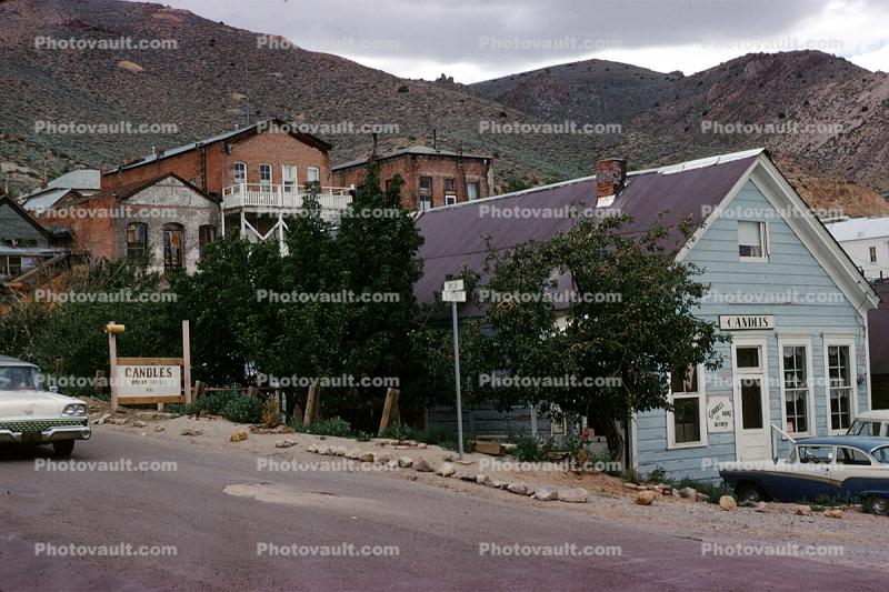 Candle store, building, near Virginia City, Road, Highway, June 1969, 1960s