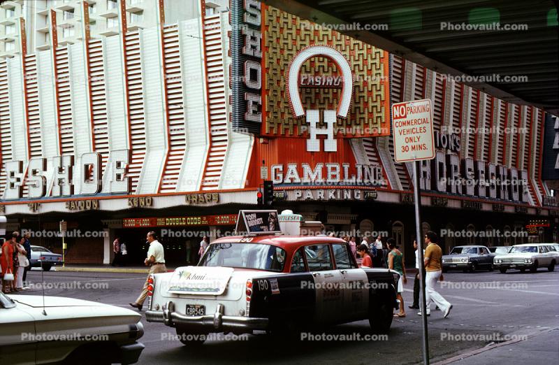 Checker Taxi Cab, cars, Horseshoe Casino, 1960s