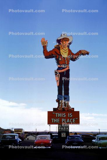 Wendover Will, Cowboy, This is the place, Giant Statue, Wendover, Nevada, USA, 1950s