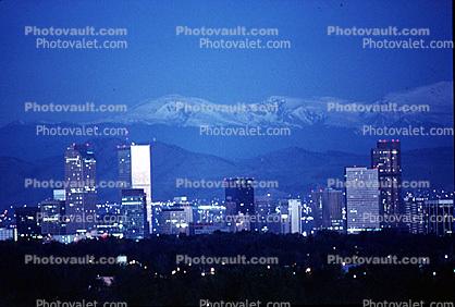 Rockies, Rocky Mountains, Twilight, Dusk, Dawn, buildings, skyline, cityscape