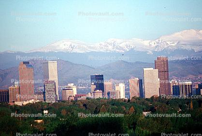 buildings, skyline, cityscape, skyscrapers, Rockies, Rocky Mountains