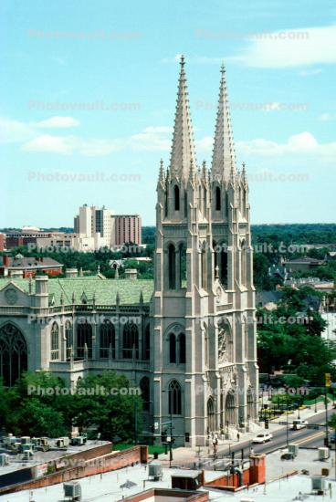 The Cathedral Basilica of the Immaculate Conception, Catholic Church, building, twin spire