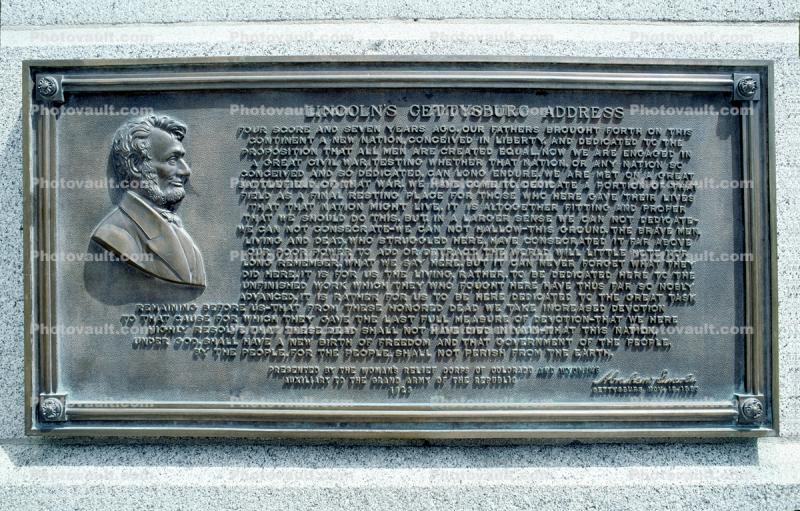 Lincoln's Gettysburg Address in Bronze Plaque, bronze